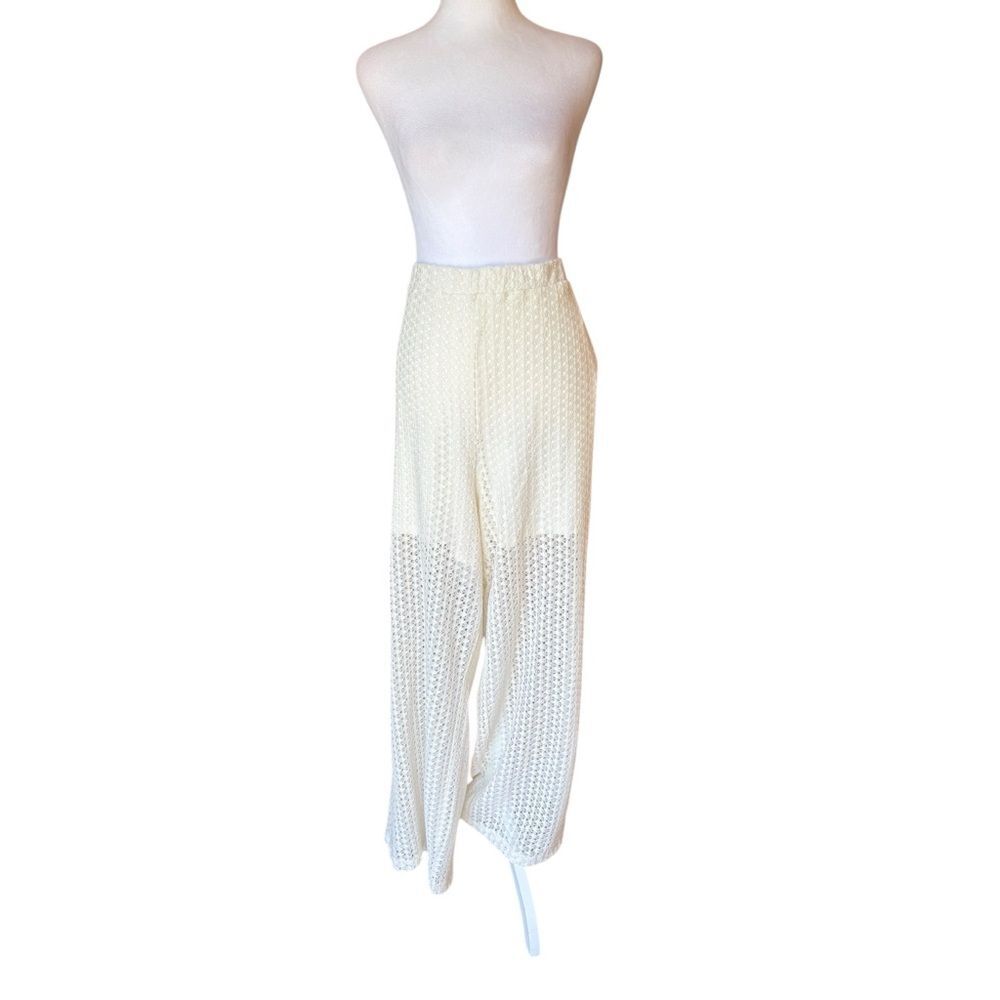 Eloquii Mesh Cream Wide Leg Pants Womens Size 22 to 24 New With Tags
